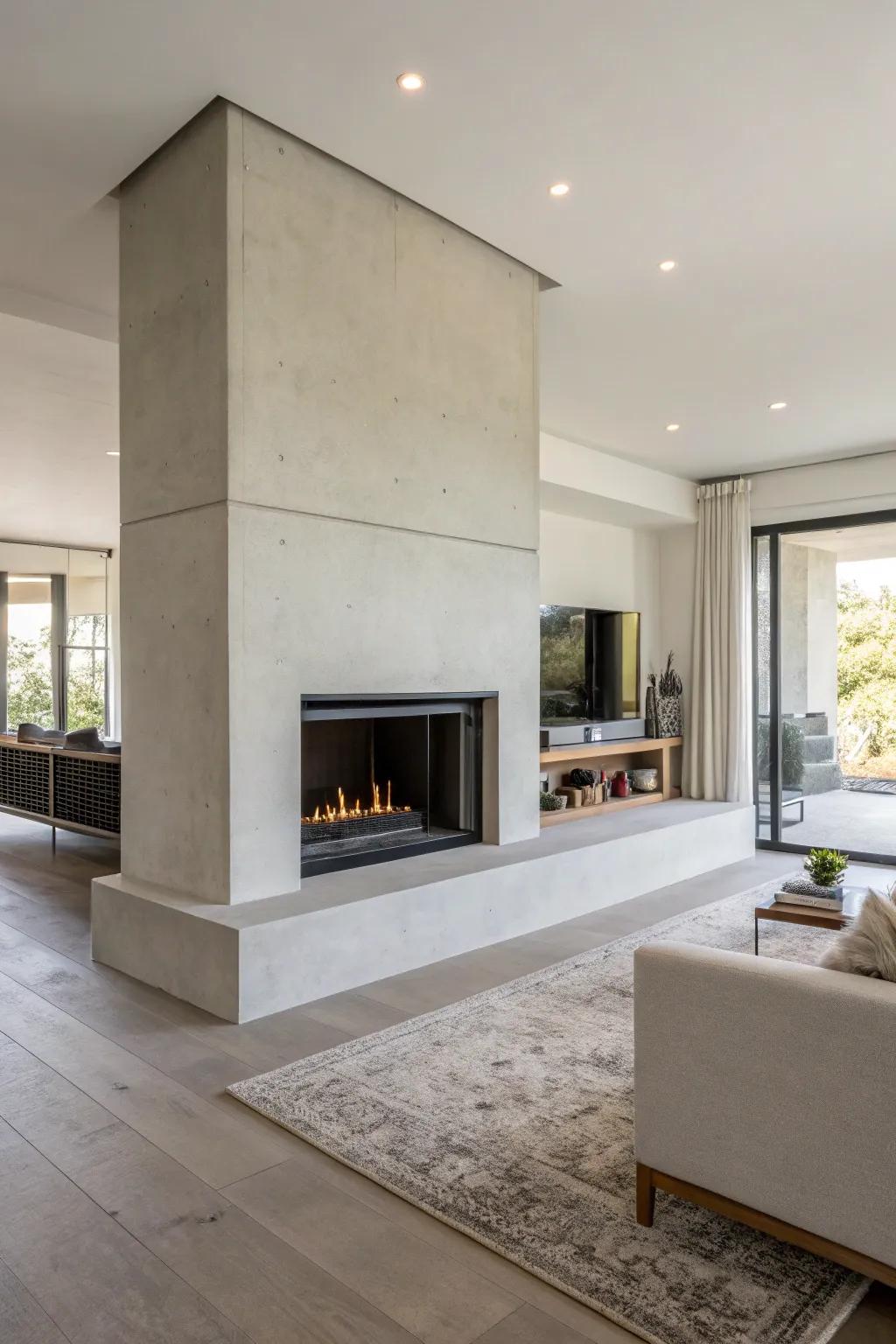 Embrace simplicity through a minimalist fireplace layout.