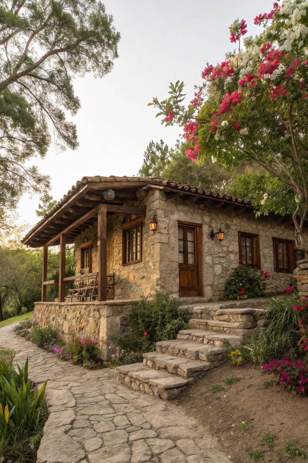 Colors inspired by stone harmonize beautifully with the surrounding natural scenery.