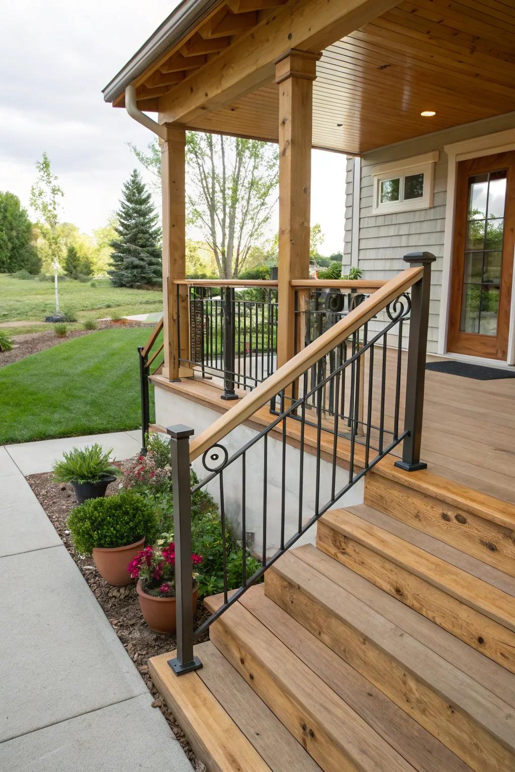 Where rustic meets contemporary: mixed-material railings