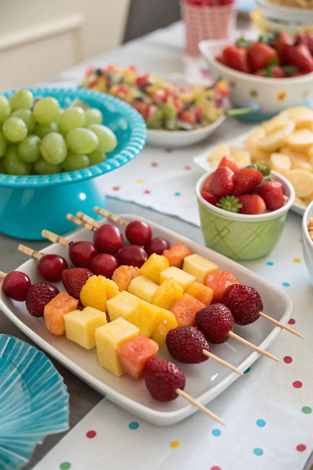 Fruit brochettes propose an engaging and straightforward avenue for savoring fruit at festivities.