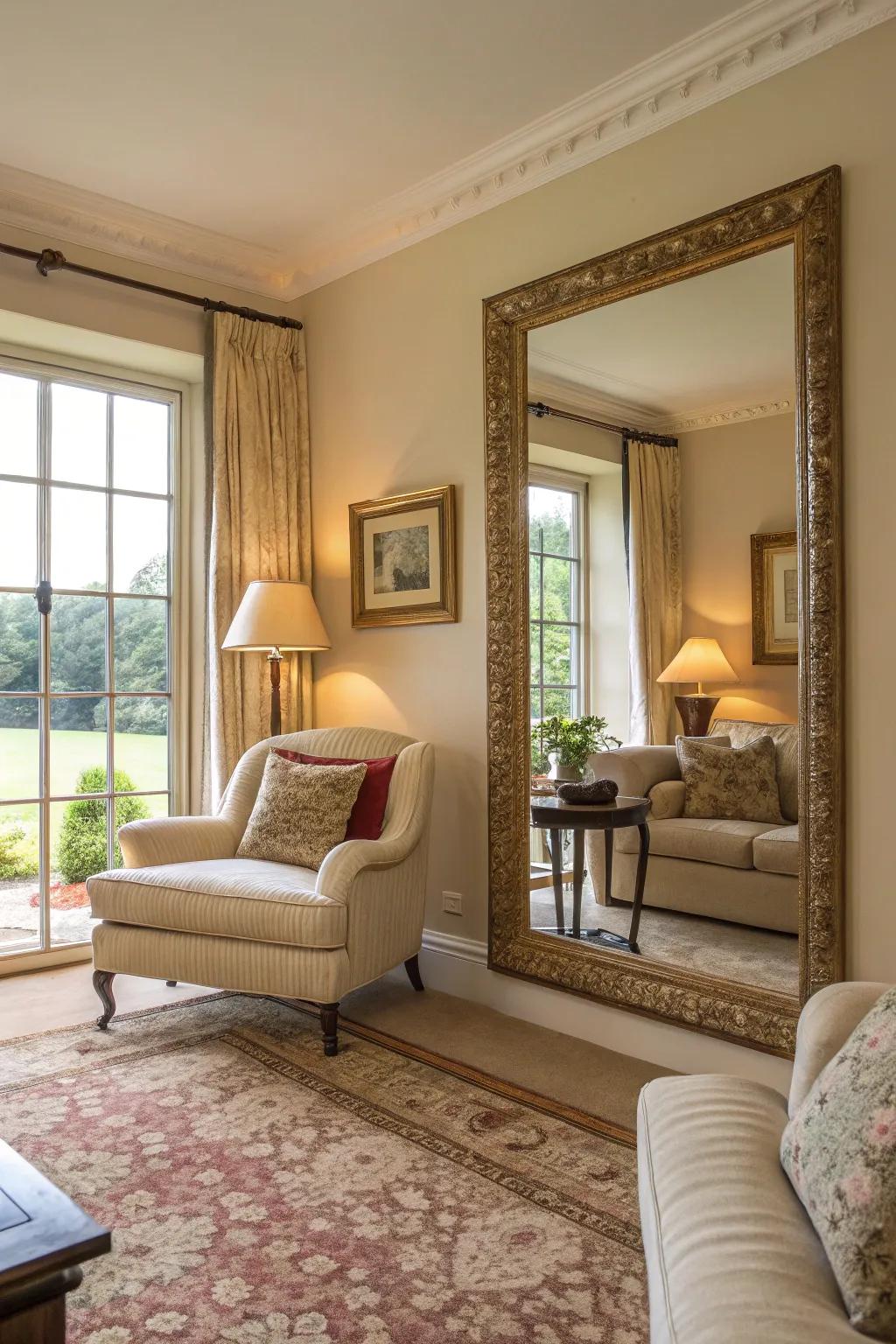 Reflect twice the natural light by placing mirrors across from windows.