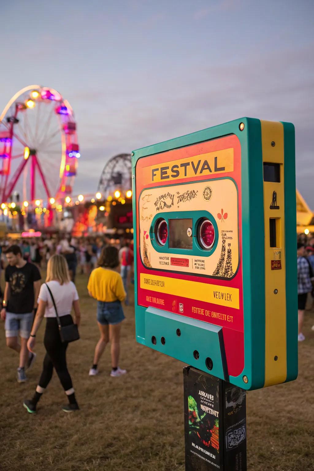 Retro pop culture totems evoke a sense of nostalgia and charm.