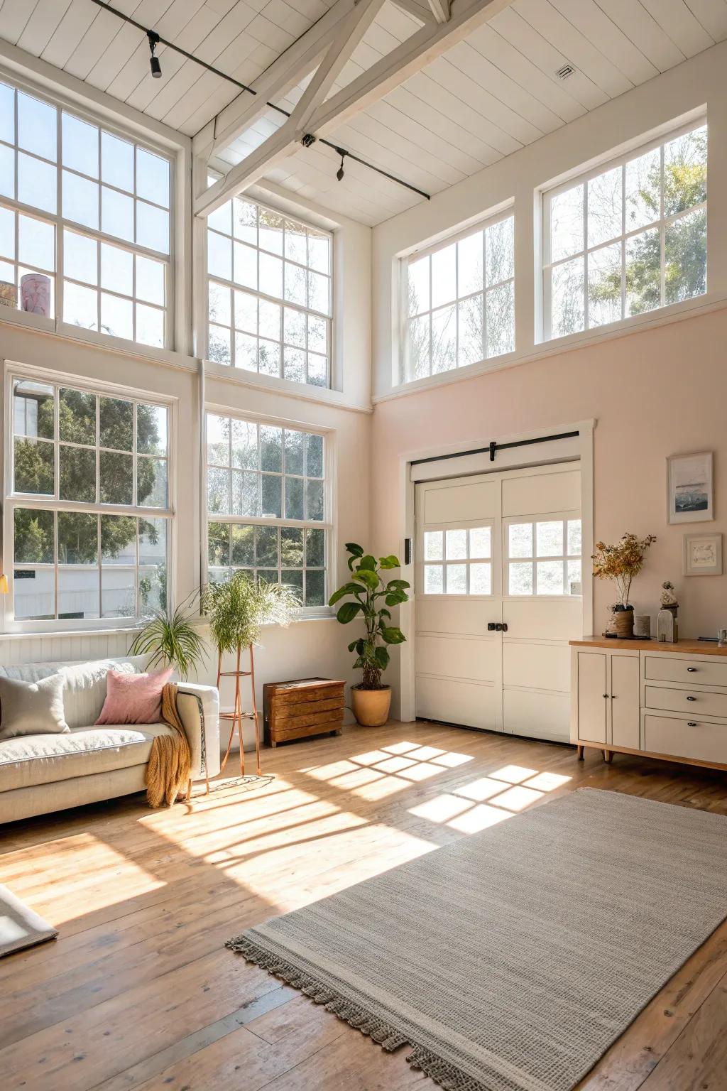 Radiant and airy interiors accentuated by natural light and light shades.