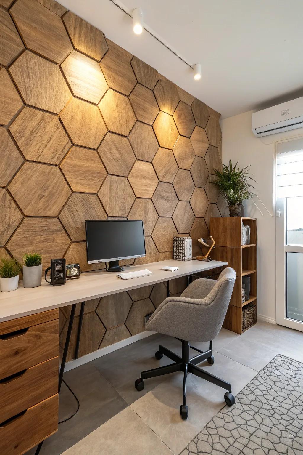 Provide your wall with measurement utilizing three-dimensional hexagon configurations.