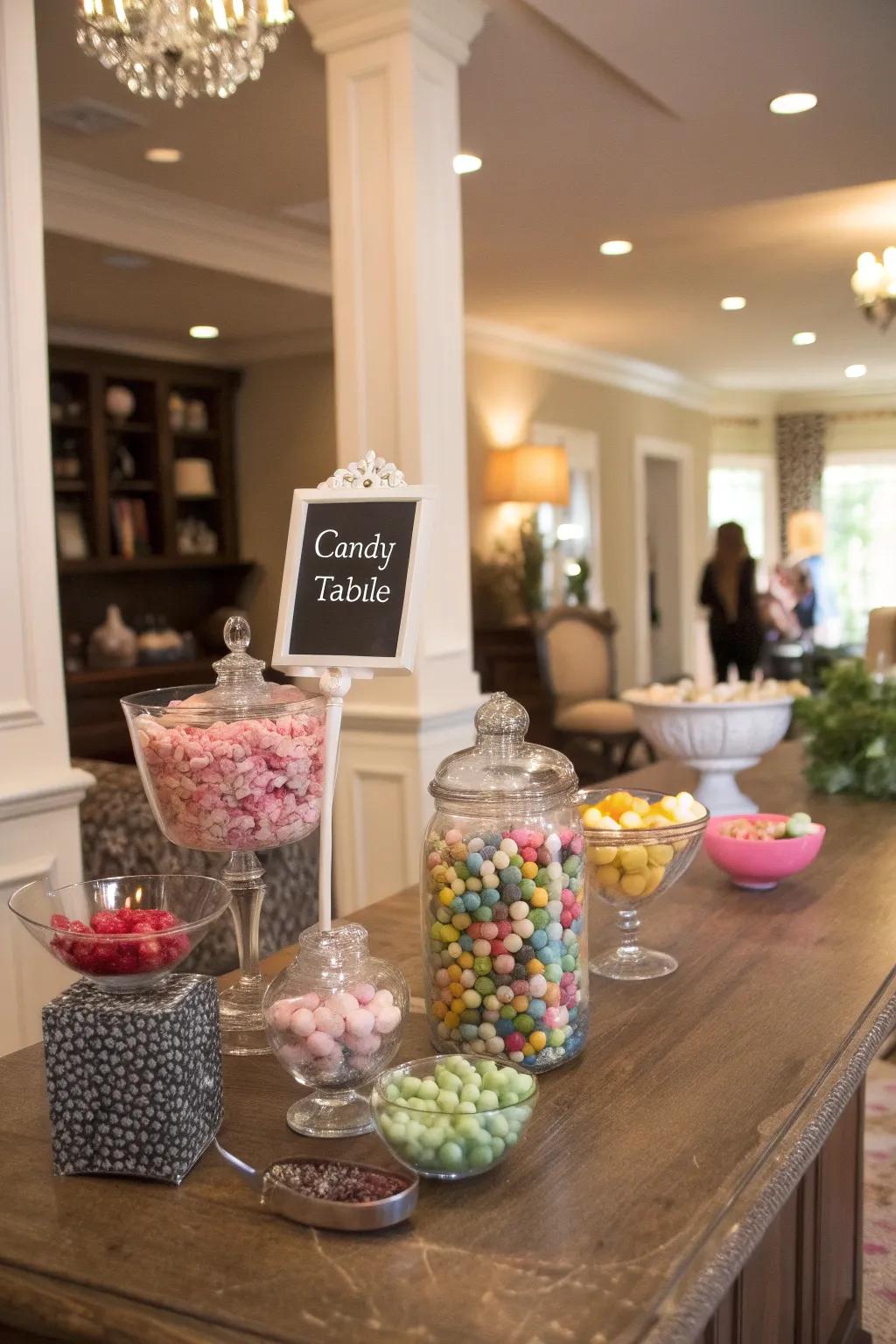 Chalkboard plaques present a stylish method for guiding your guests through the selection of sweets.