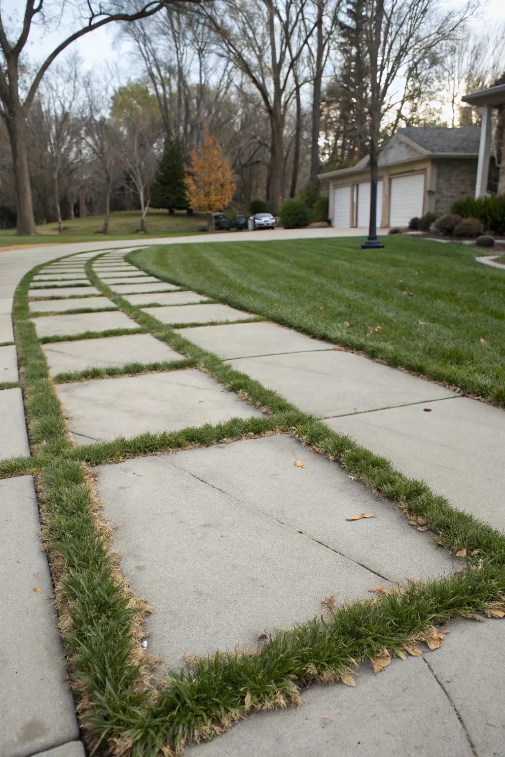Contemporary streamlined design featuring sleek turf ribbons for a pristine presentation.