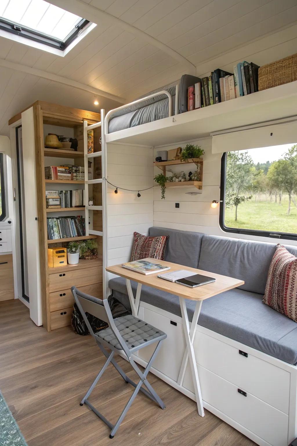 An intelligently designed compact guest house that optimizes location with clever furnishing selections.