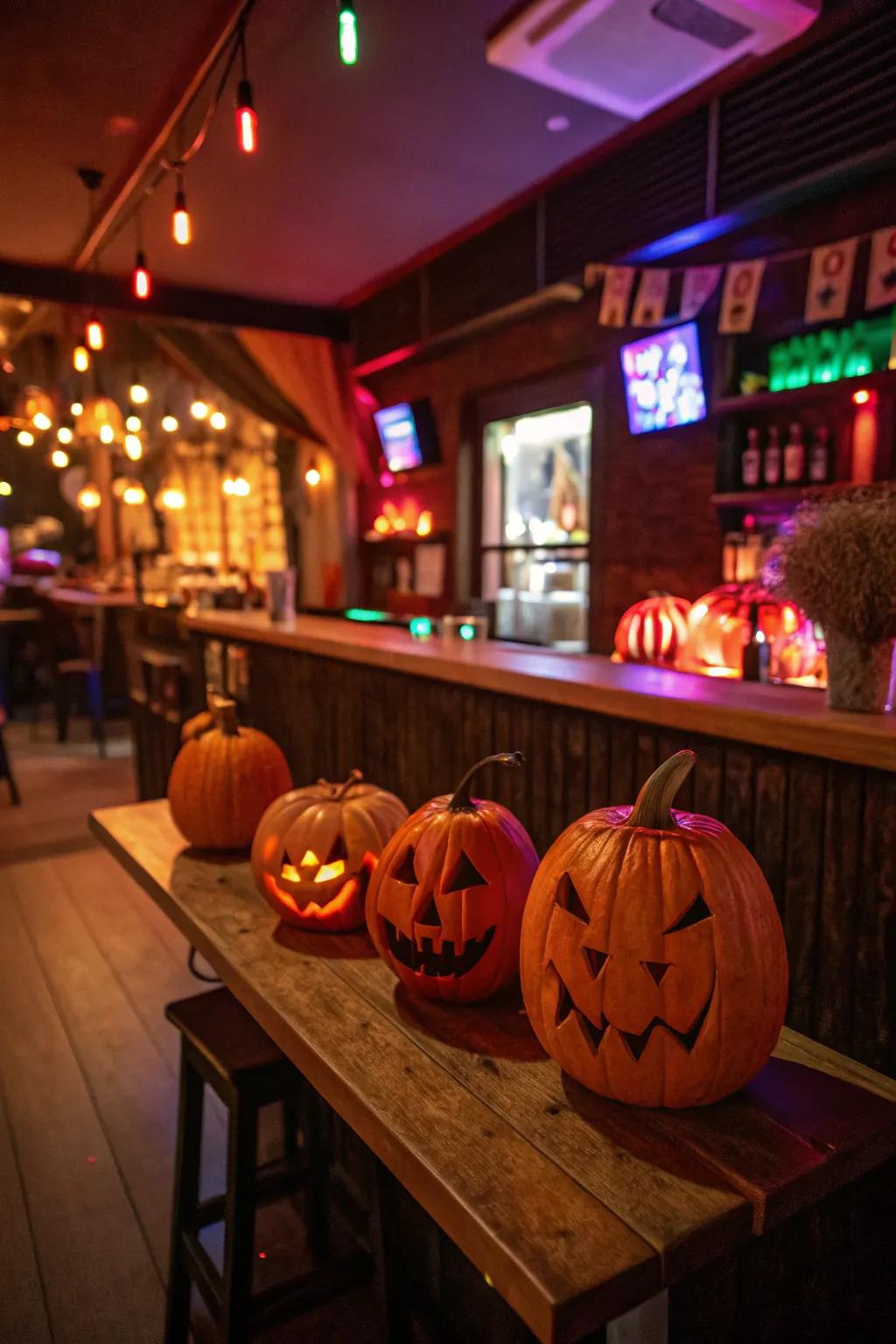Illuminate your bar with glowing gourd lanterns.
