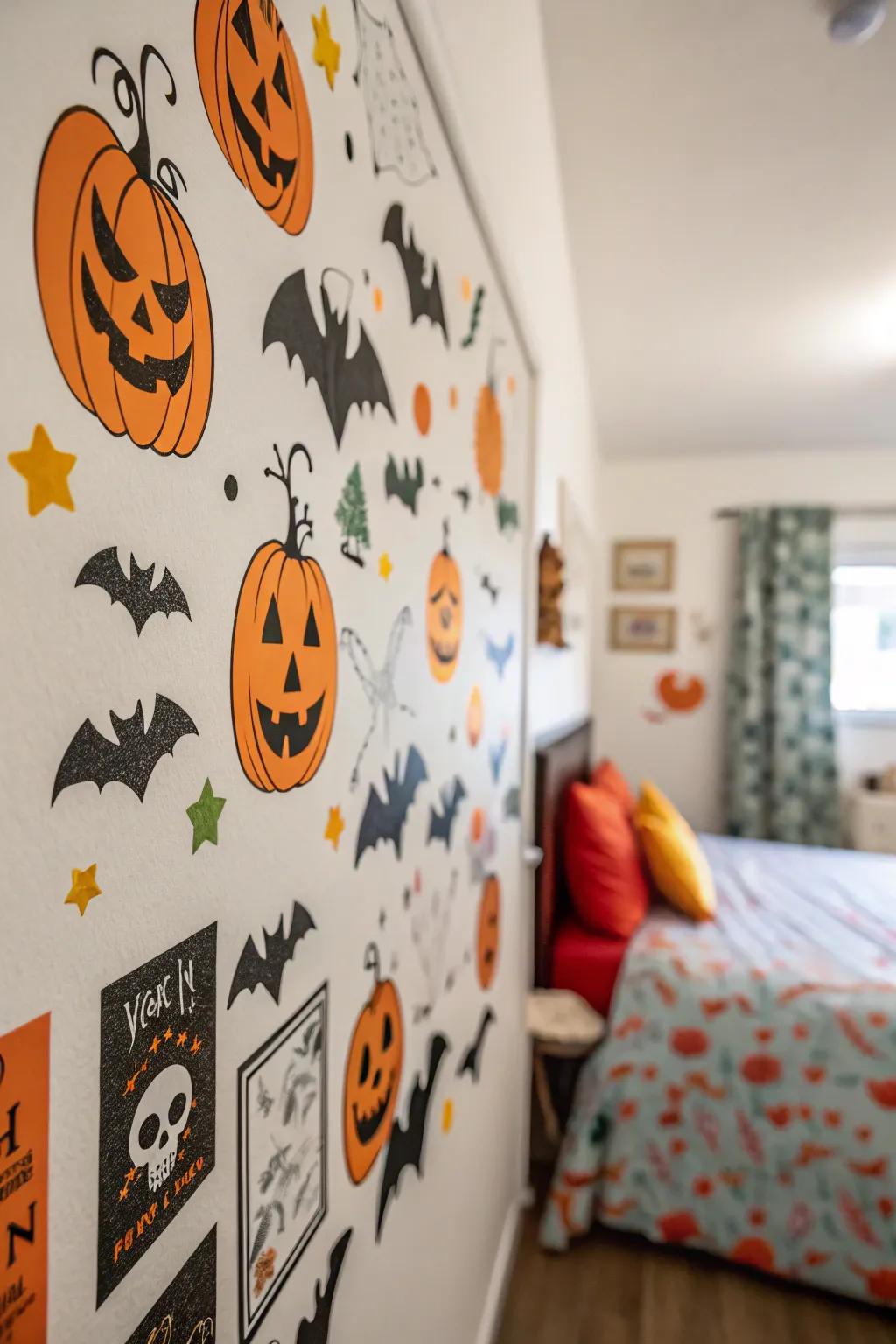 Wall art can effortlessly dictate the ambiance for a spectral Halloween theme.