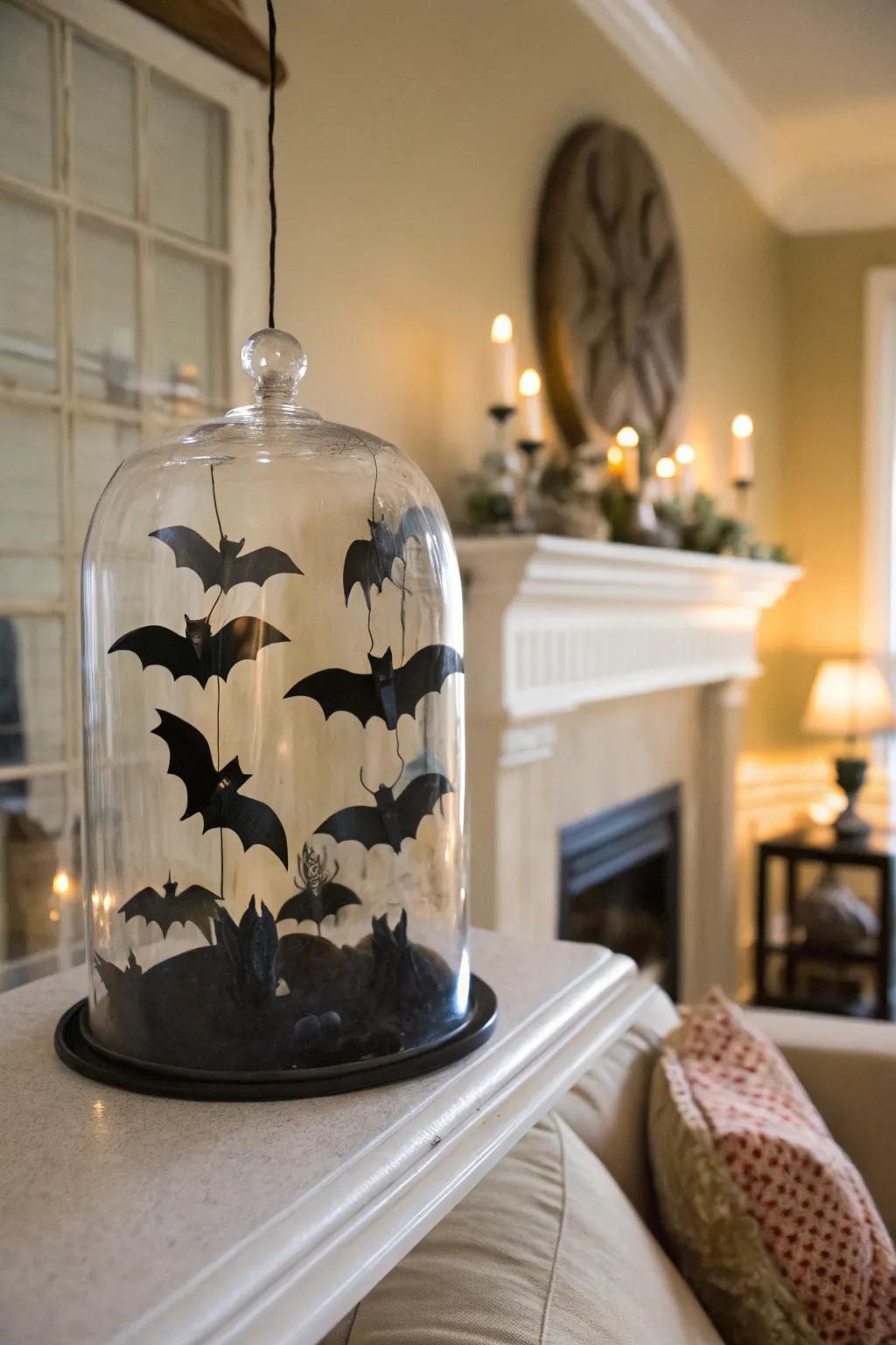 A vibrant dome with bats seemingly taking flight.