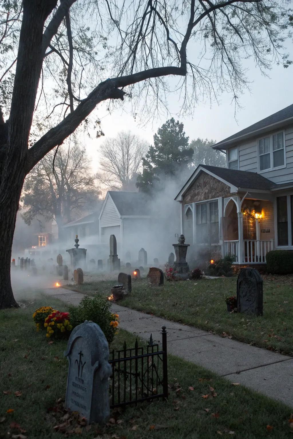 Intensify the ghostly atmosphere through low-lying vaporous emanations.