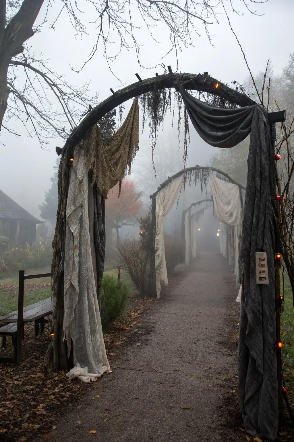 A vaporous portal beckons visitors into the Halloween route.