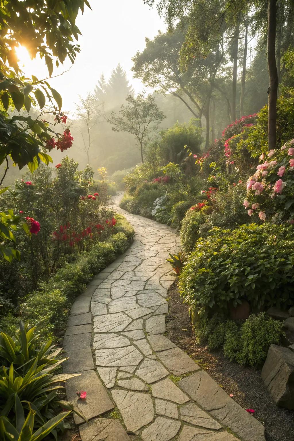 Ornamental stone walkways infuse charm and structure into your garden.