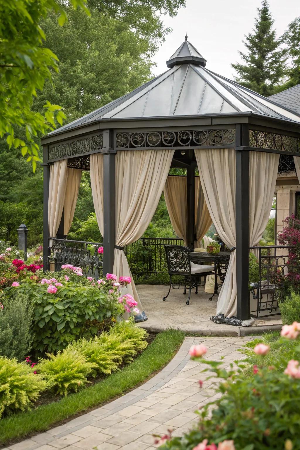 Elevate privacy and style with gazebo drapery.