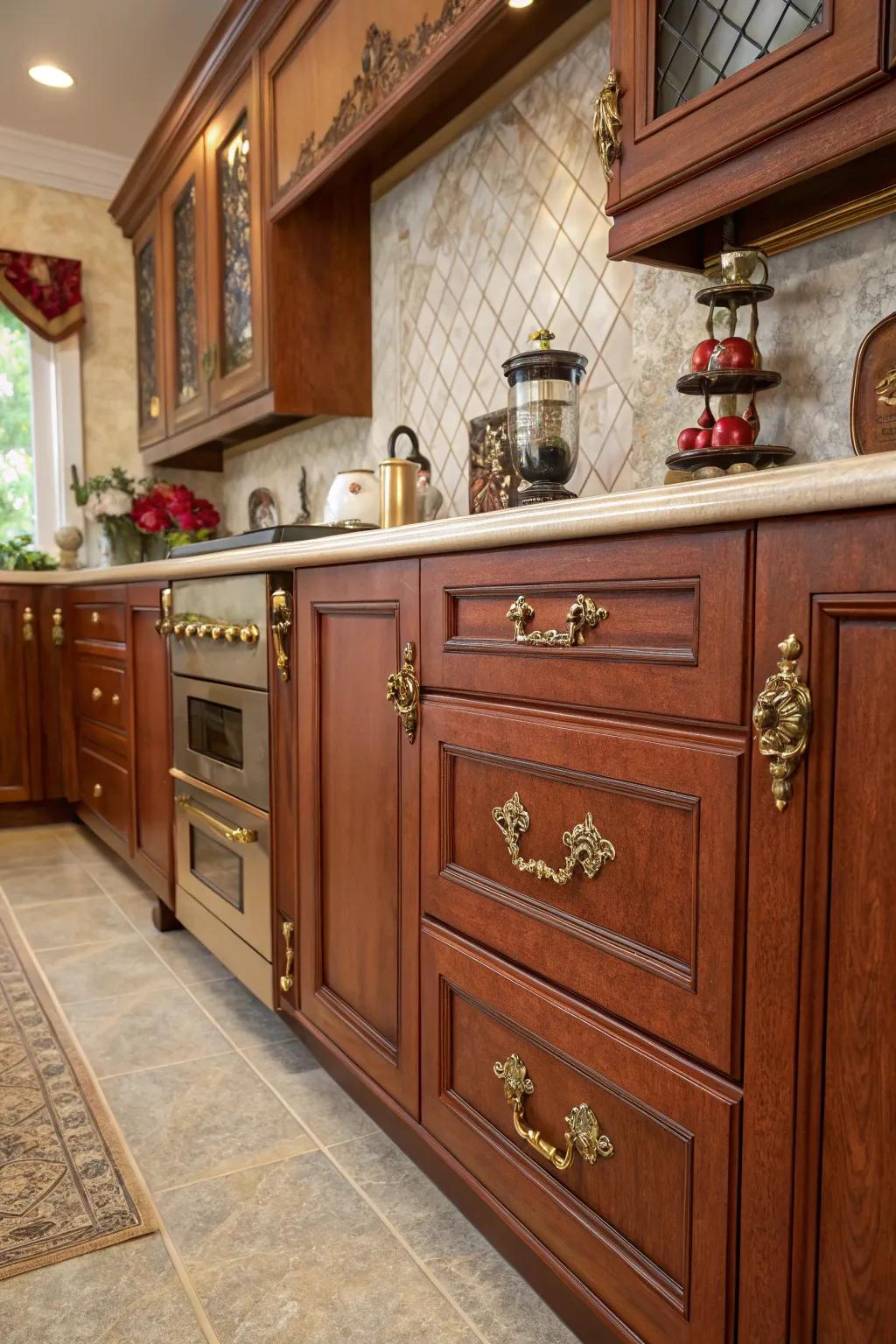 Fancy gilded lengths evoke a feeling of sentimentality and allure.