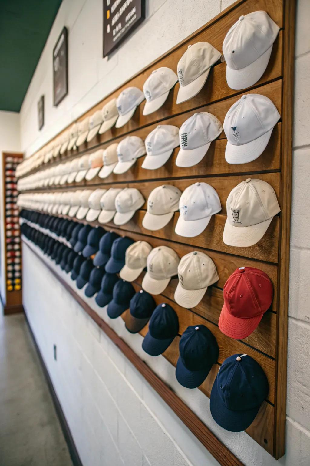 Retain the neatness of your headwear through the use of a display panel.