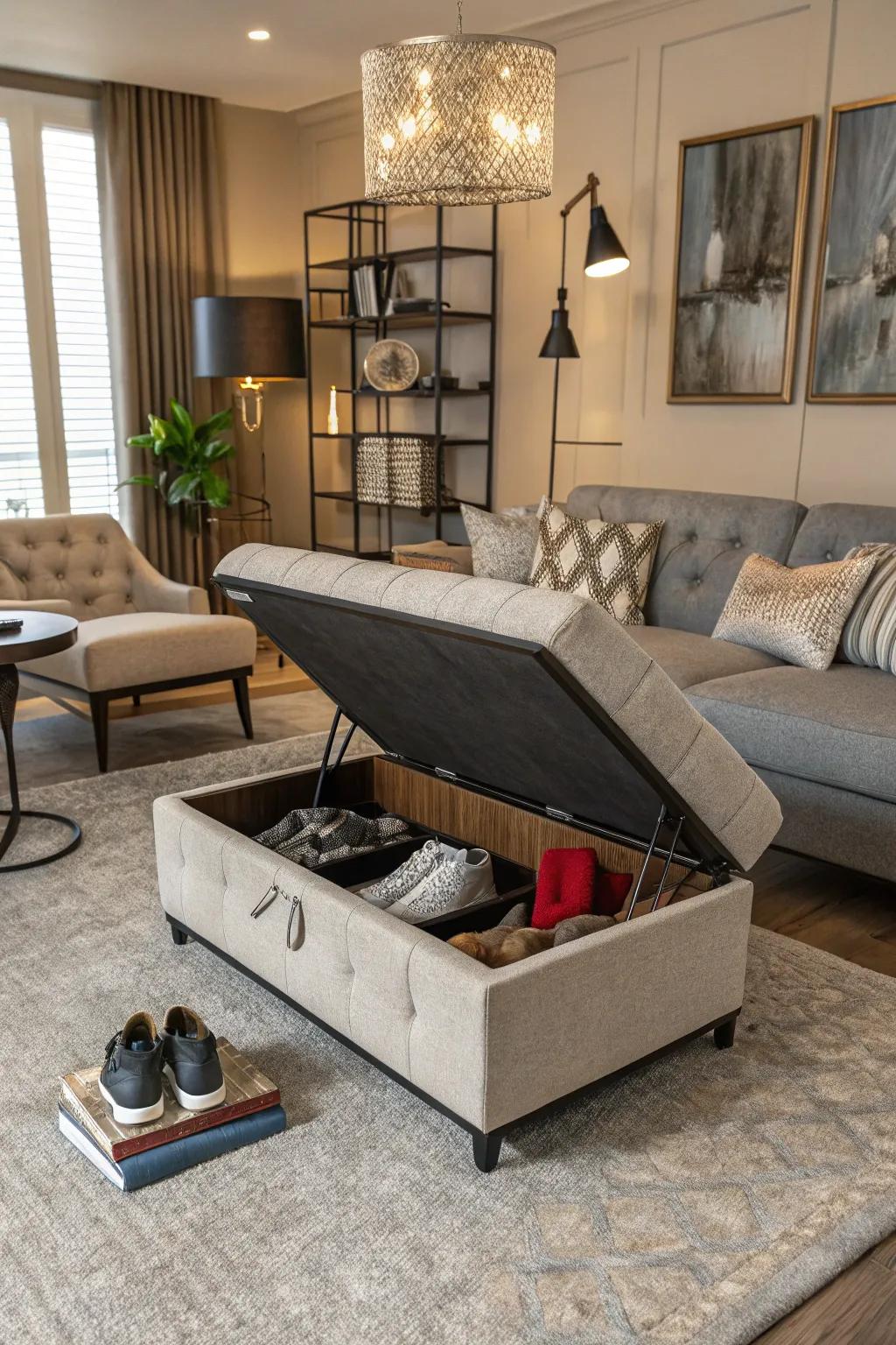 Adaptable furniture with hidden storage enhances both style and functionality.