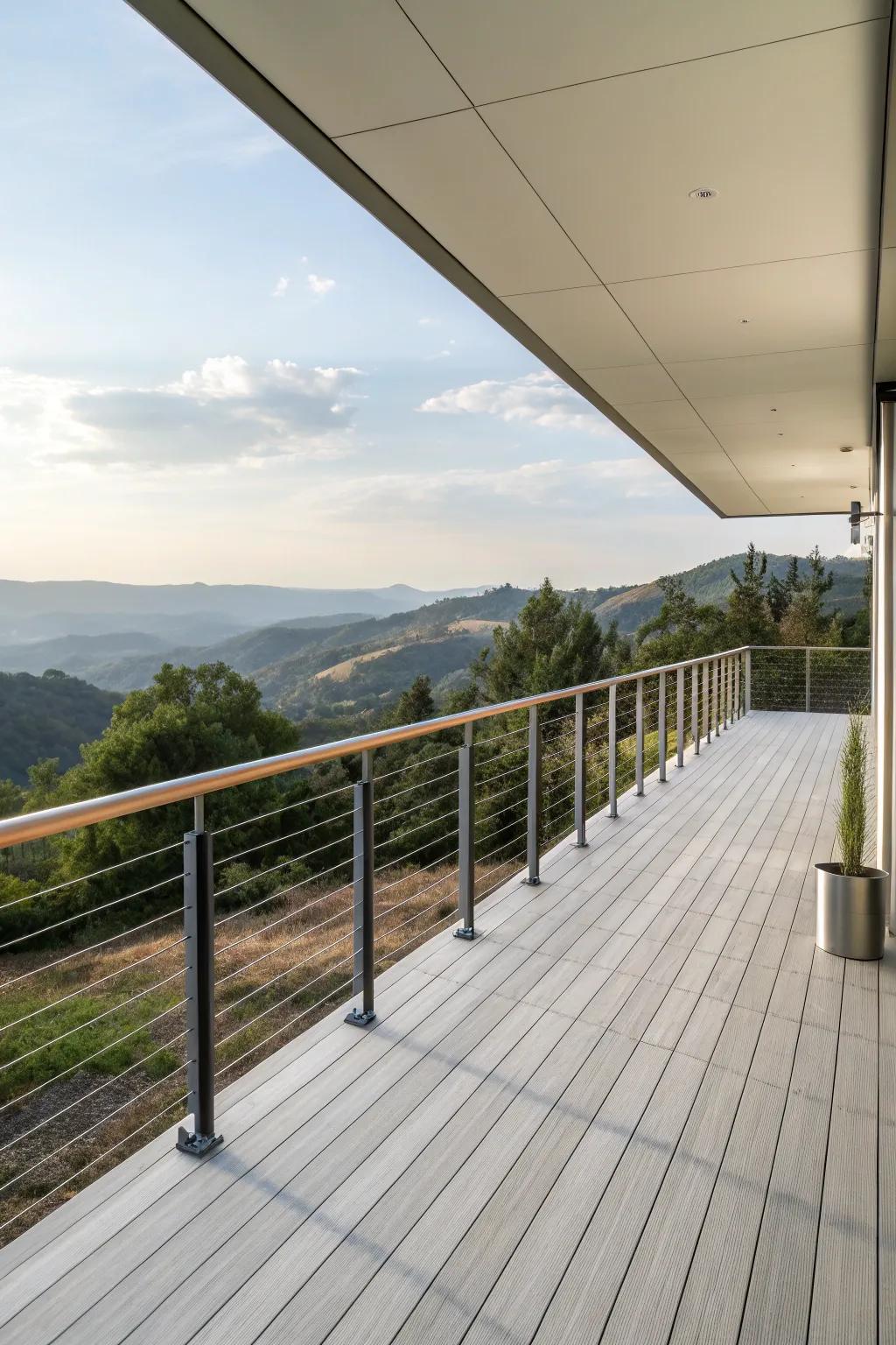 Streamlined railings that showcase the panorama.