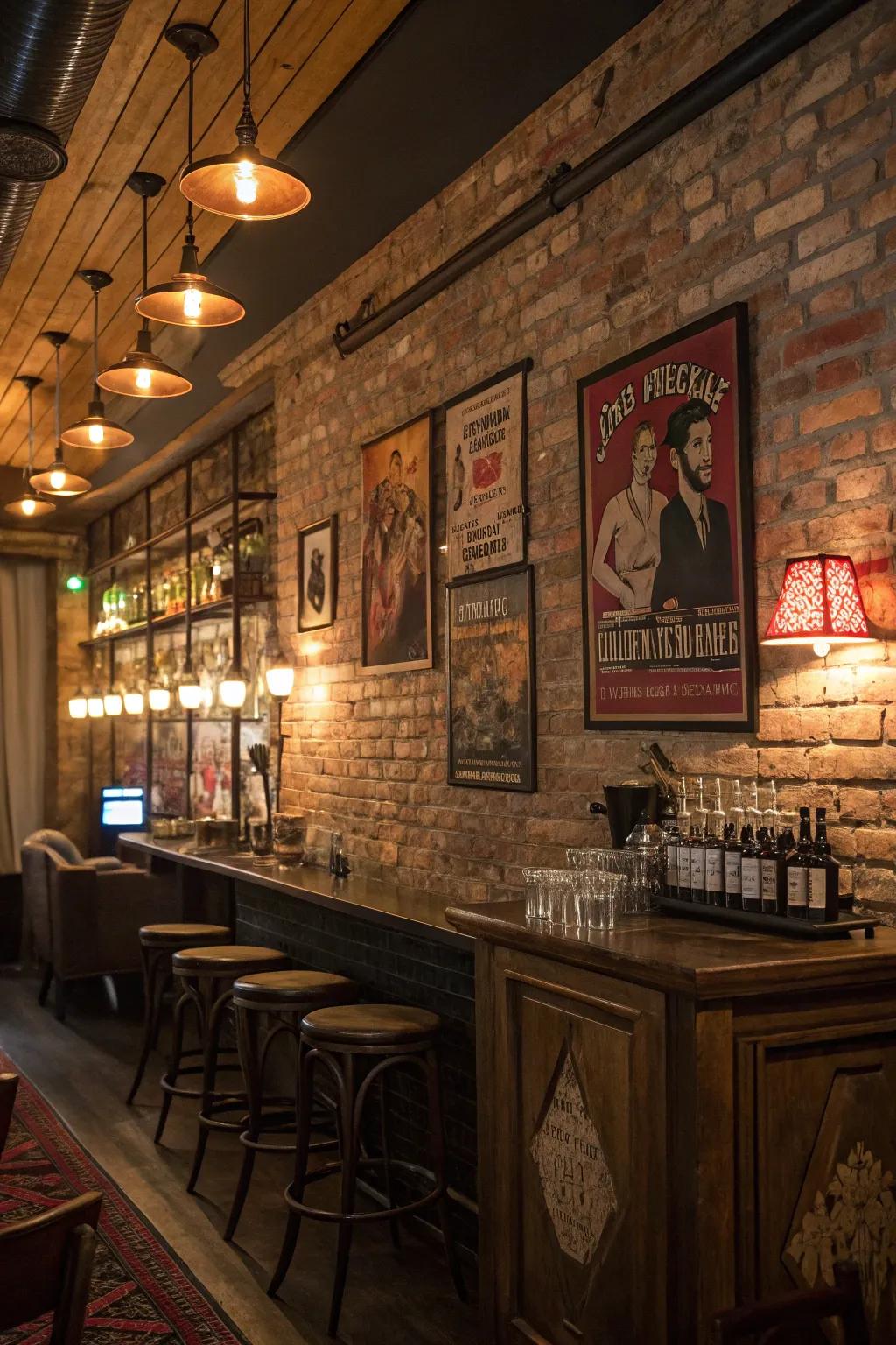 Exposed stone walls give your speakeasy a time-worn, authentic feel.