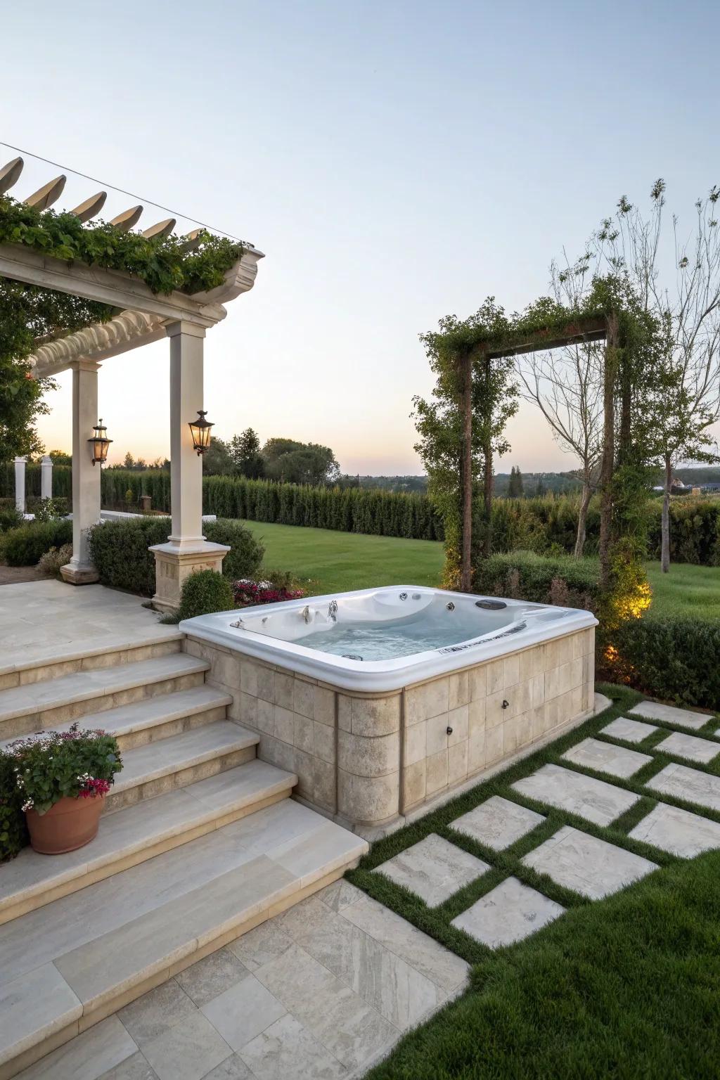 A spa boasting sumptuous rock surrounds, radiating refinement.
