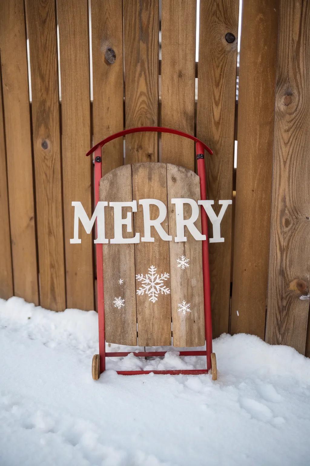 An enchanting sled showcasing a cheerful seasonal sentiment
