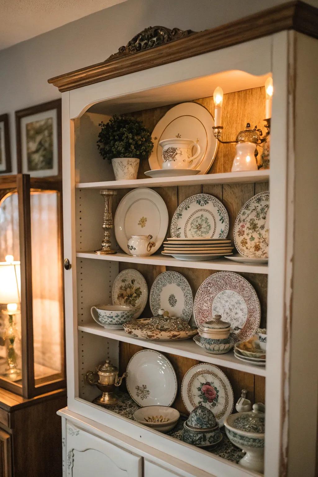 A hutch brimming with the enchantment of vintage allure and one-of-a-kind finds.