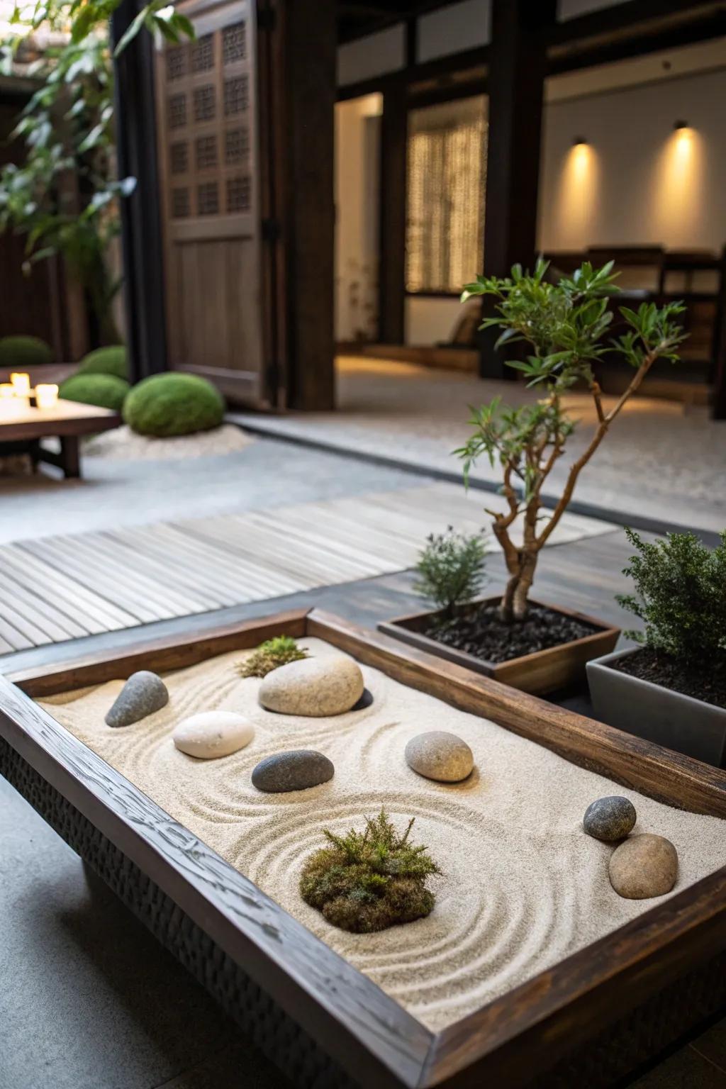 A Zen garden affords a tranquil reprieve within your residence.