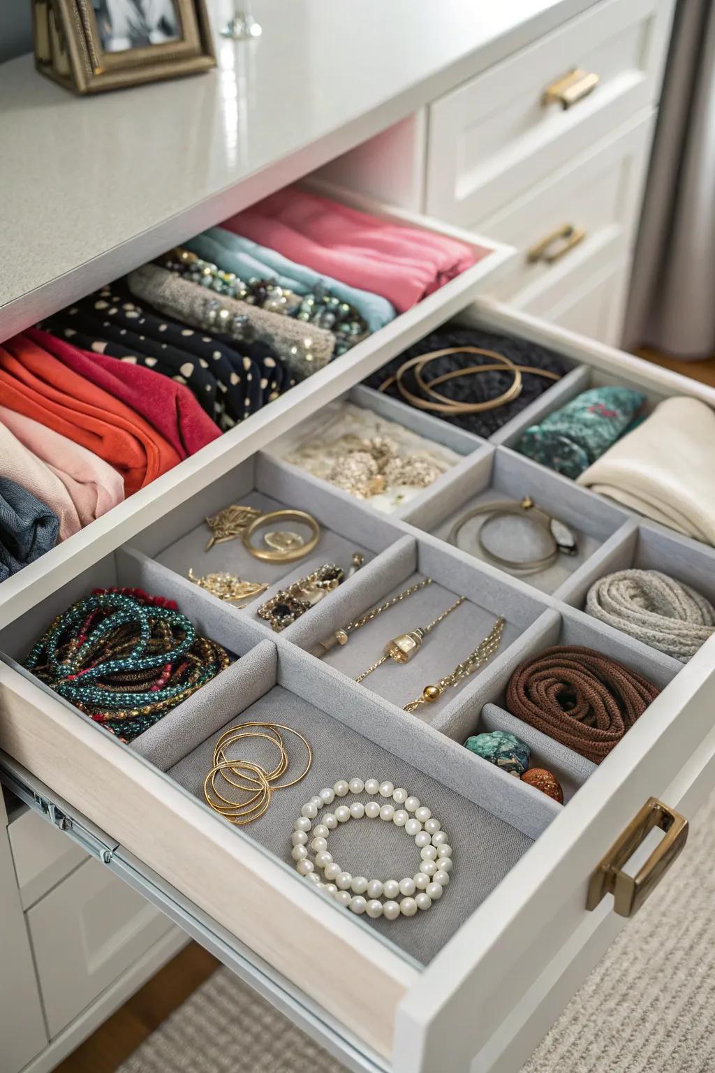 Keep your accessories in order with a carefully designed drawer system.