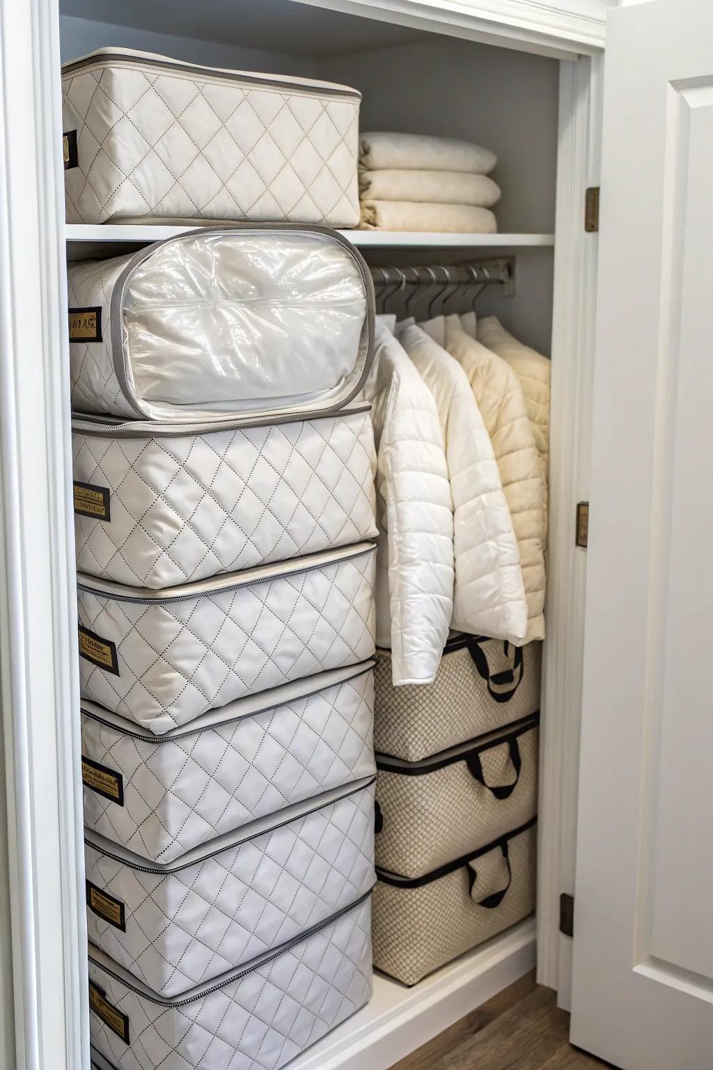 Stackable bags deliver a refined and efficient storage solution.