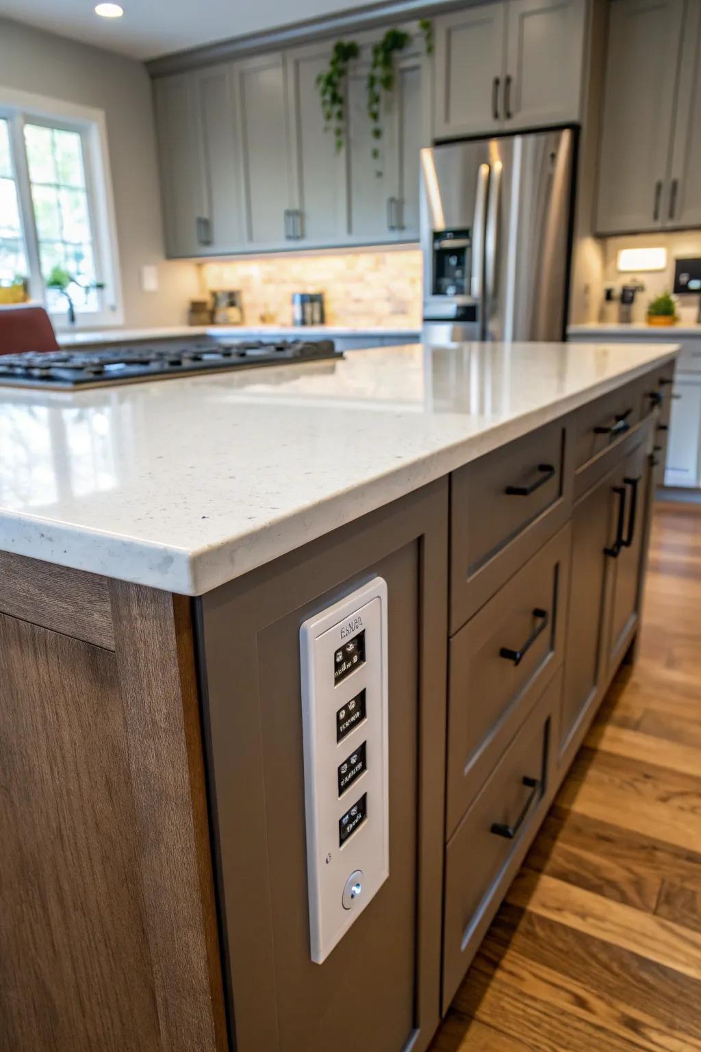 Sidewall outlets facilitate straightforward access to kitchen implements.