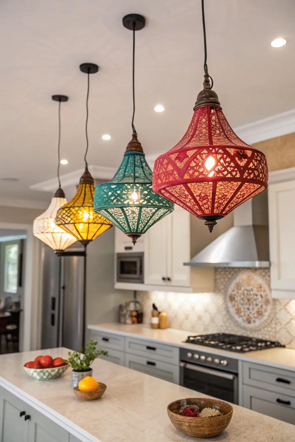 Pendant lights create a striking and fashionable statement.