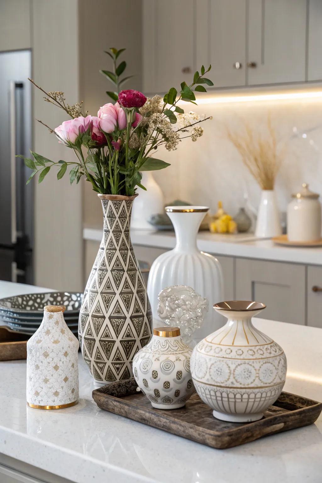 Varied vase contours enhance the sophistication and attraction of your tableau.