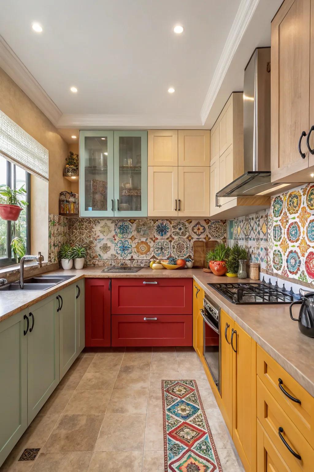 A kitchen employing color to express individuality and style.