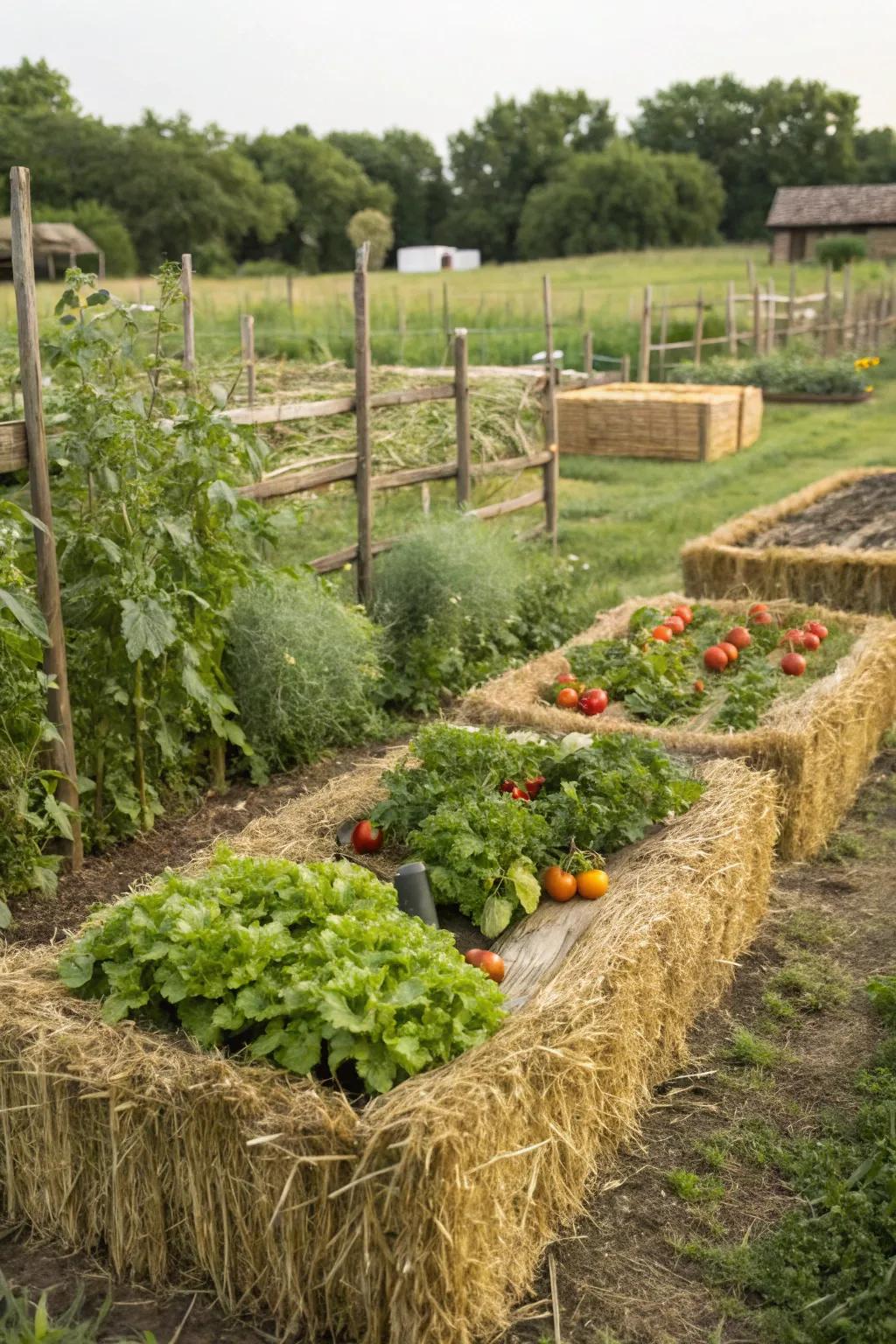 Grain bundles serve as an exceptional eco-conscious option for raised garden beds.