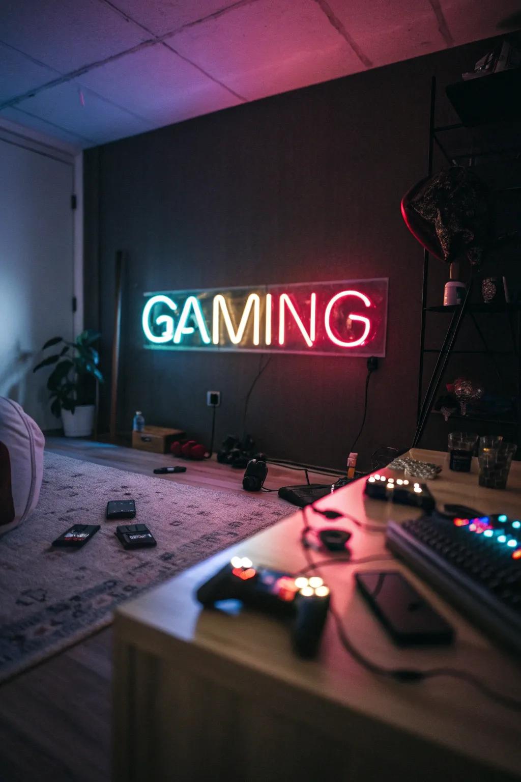 Customize your space with themed neon emblems.