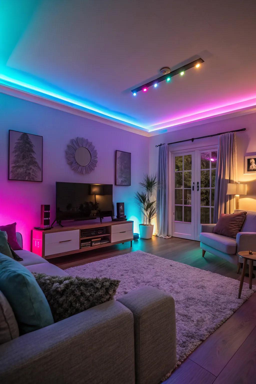 Chromatic shift LEDs for a flexible atmosphere.