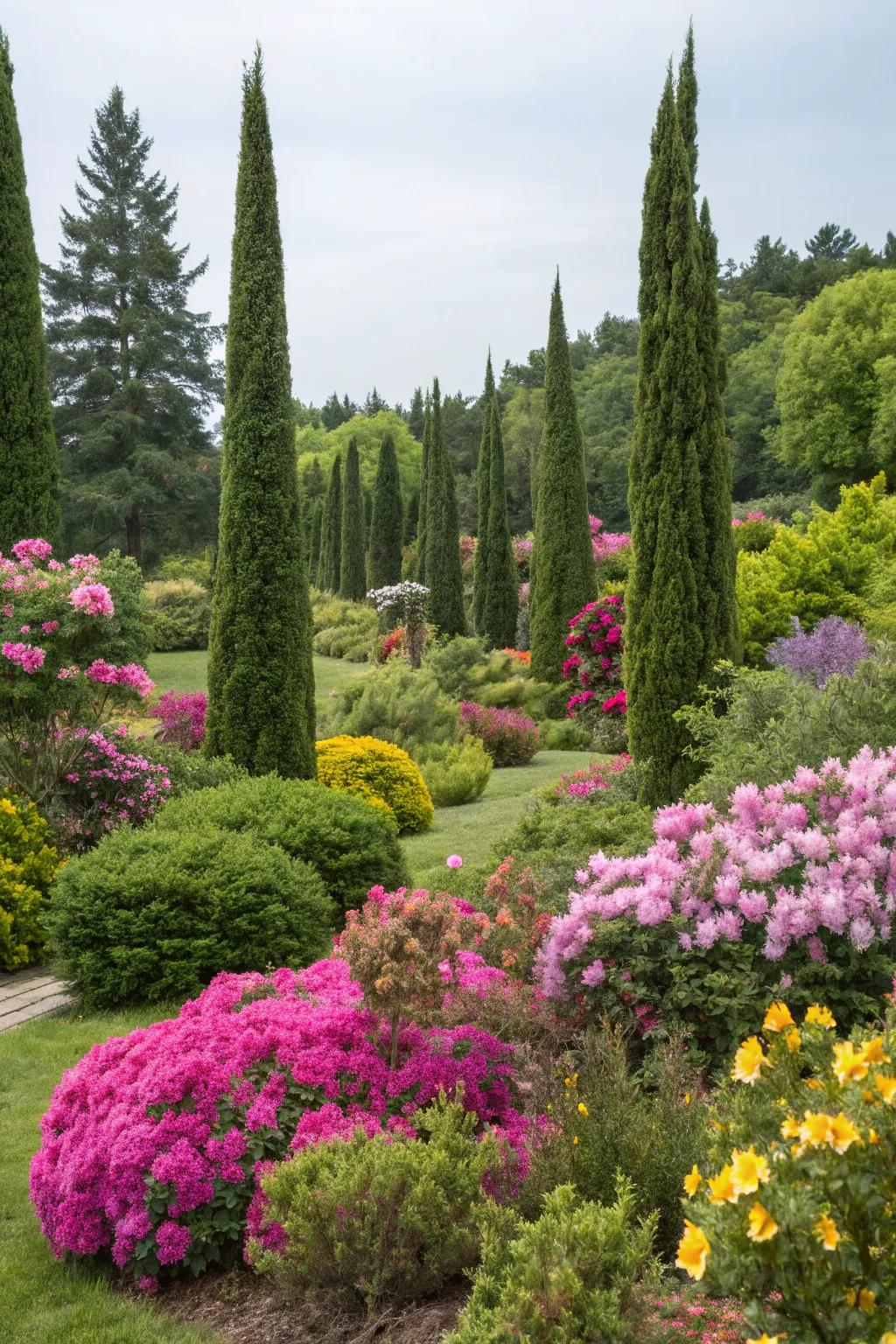 Amplify your garden’s allure with mixed plantings featuring Leyland cypress.