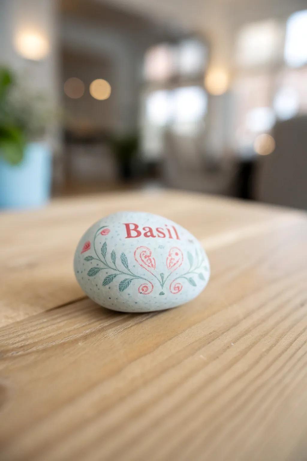 Brighten your garden with these enchanting painted stone markers. Perfect for adding an elegant touch to your herbs!