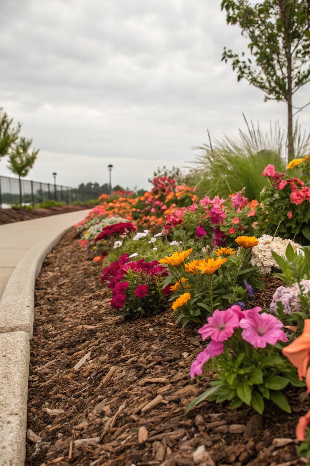 Mulch not only retains moisture but also enhances the garden's aesthetic.