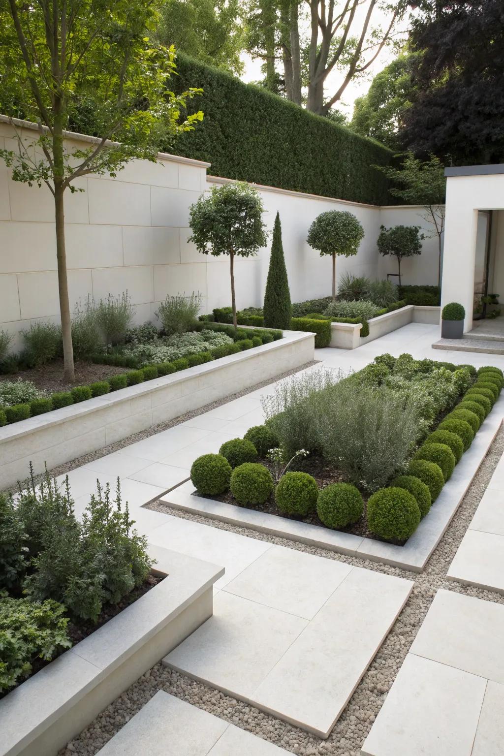 A minimalist garden design in Portland featuring sleek contours and simplicity.