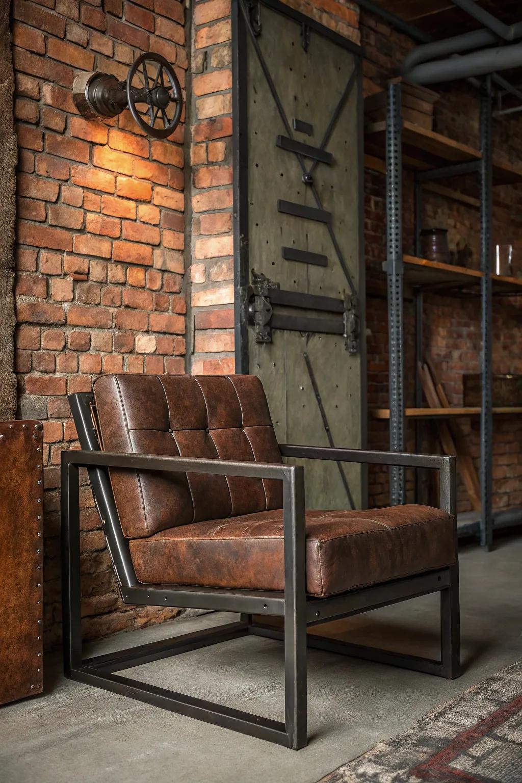 Introduce character through an industrial style armchair.
