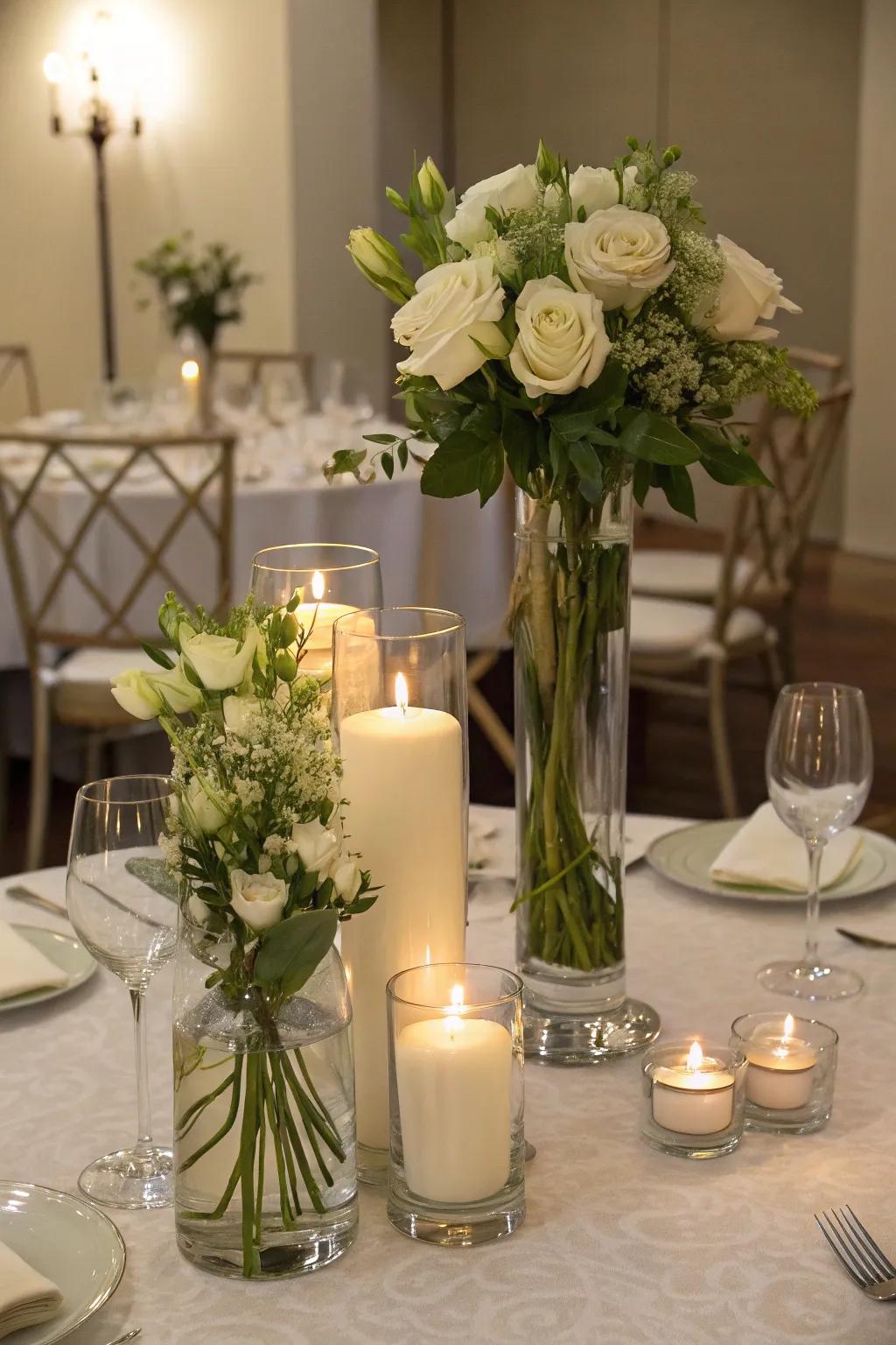 Refined glassware and illumination combine to craft an inviting atmosphere.