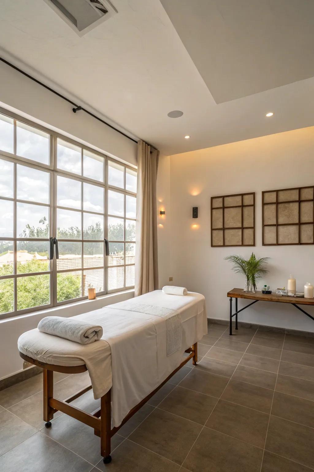 Minimalist ornamentation enhances relaxation and openness.