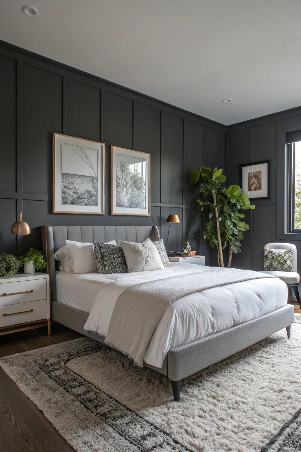 Graphite tones offer a streamlined and sophisticated setting.