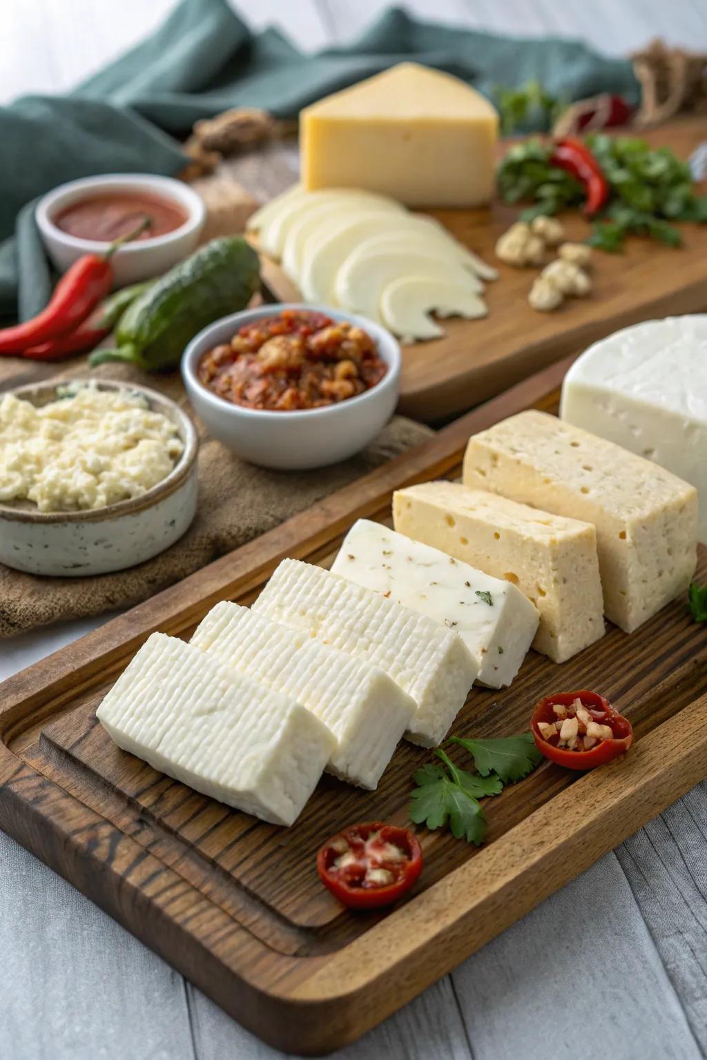 An exquisite assortment of Mexican cheeses for those who love cheese.