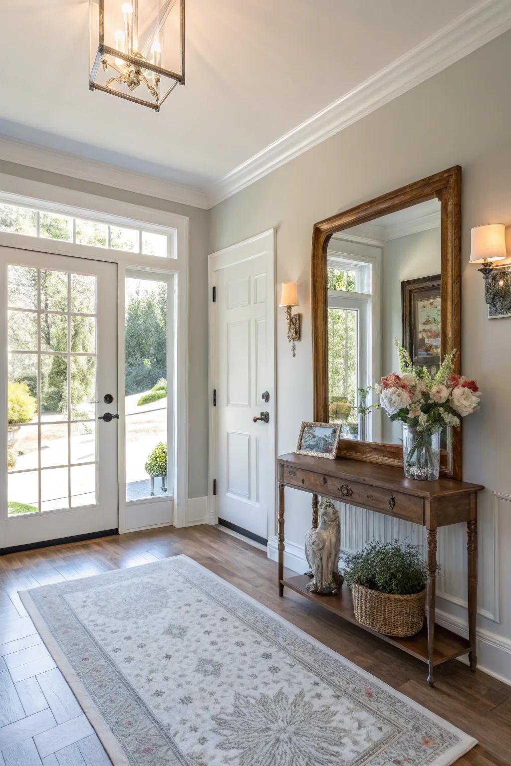 Mirrors can render entryways more welcoming and spacious.