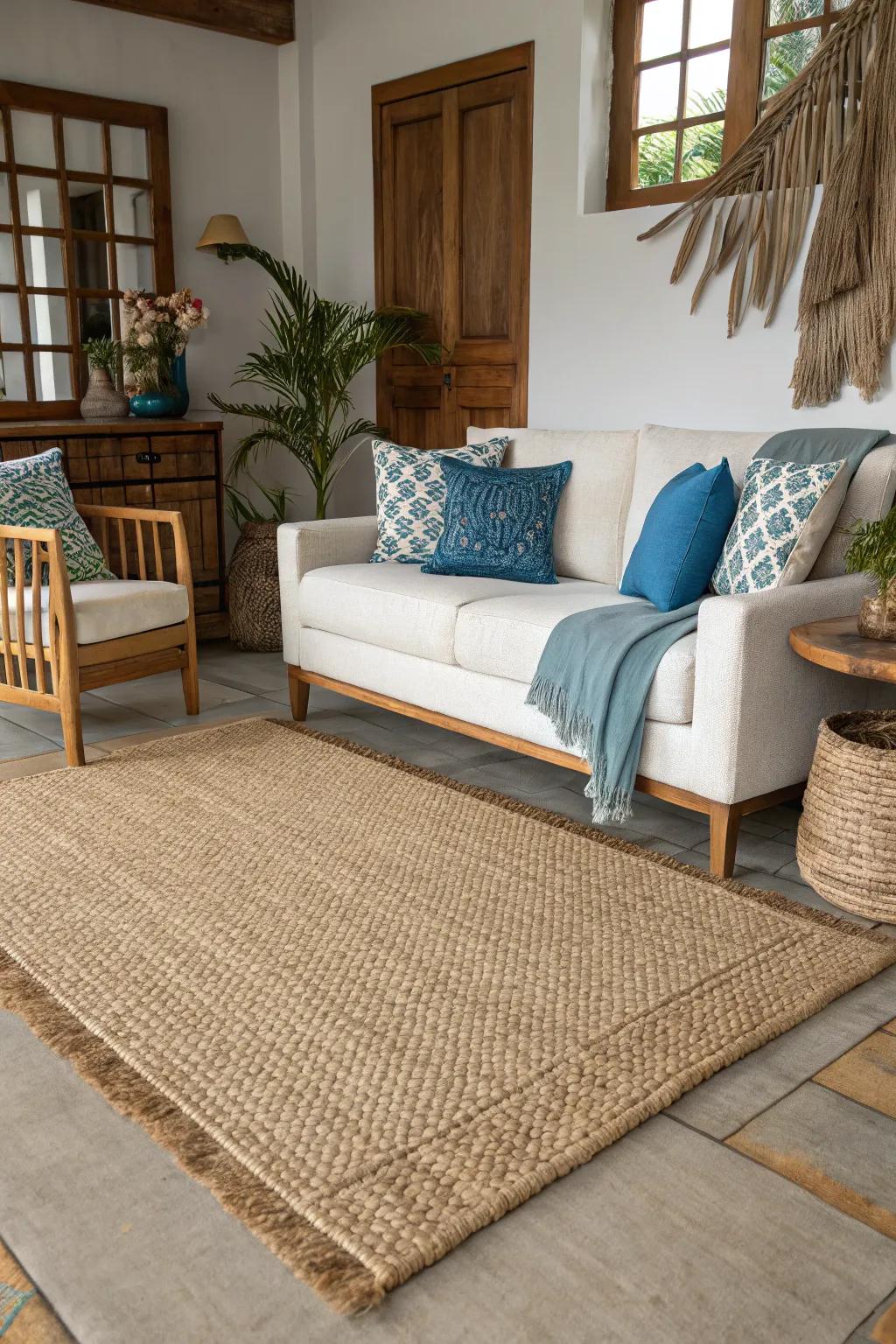 Natural textures introduce an element of the beach indoors.