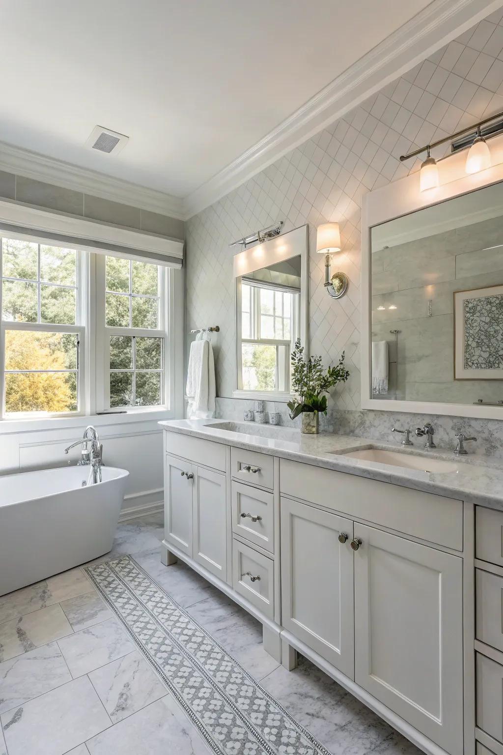 Harmonious hues engender a serene atmosphere in this modern bathroom.