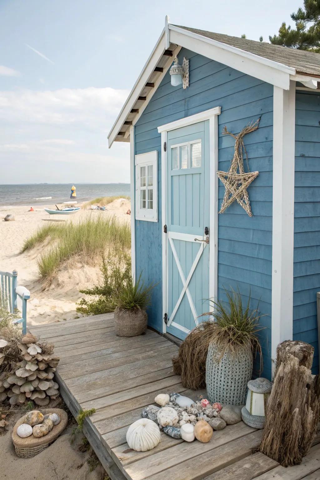 A seaside blue shed that takes the coast to your garden.