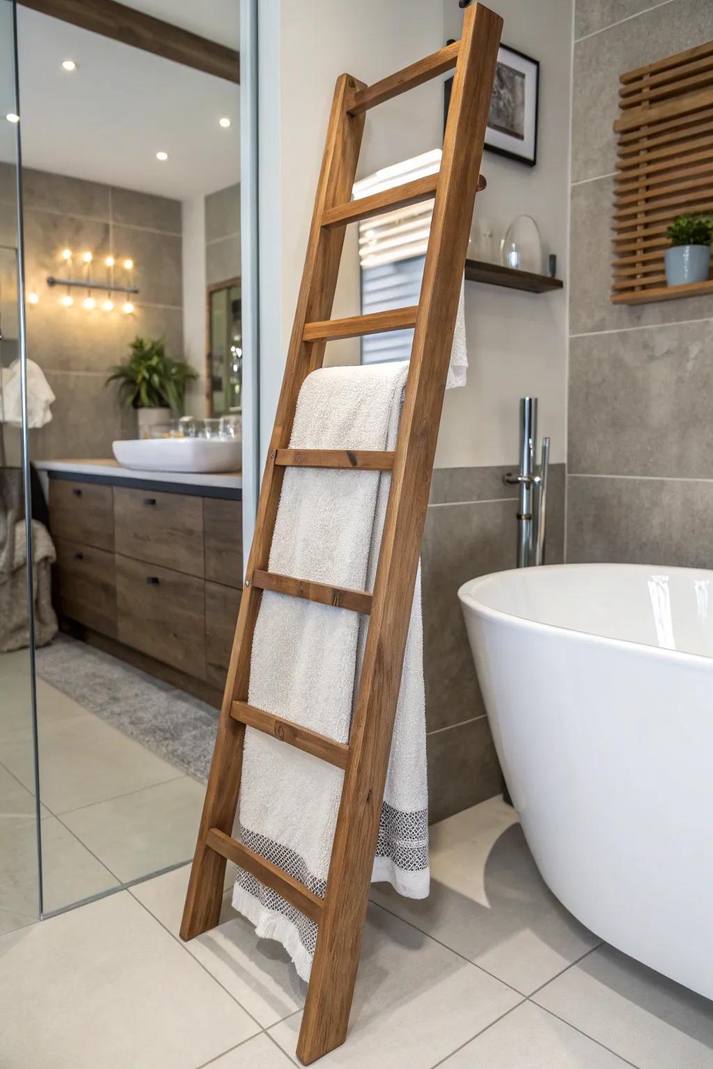 Simply chic: the unattached towel ladder.